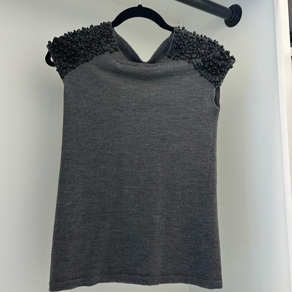 BCBG short sleeve sweater with beading detail